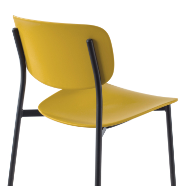 visitor chair yellow 4 legs plastic no armrests 5