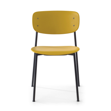visitor chair yellow 4 legs plastic no armrests 3