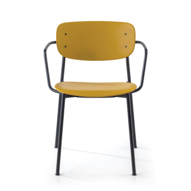 visitor chair yellow with arms plastic fixed armrests 3