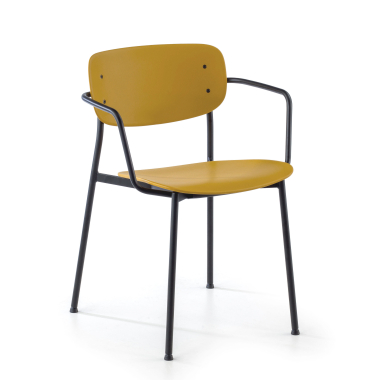 visitor chair yellow with arms plastic fixed armrests 1
