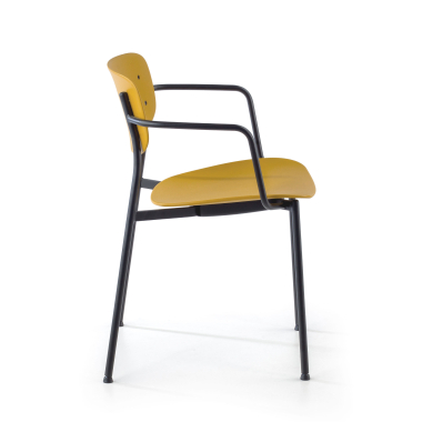 visitor chair yellow with arms plastic fixed armrests 4