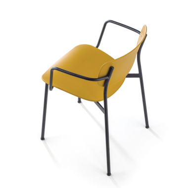 visitor chair yellow with arms plastic fixed armrests 8