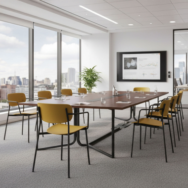 visitor chair yellow with arms plastic fixed armrests 2