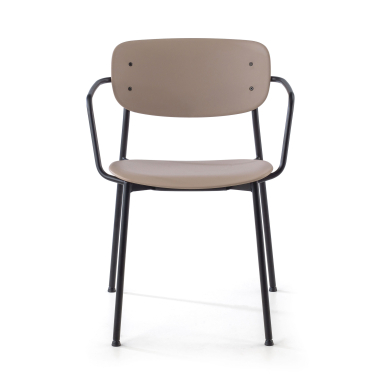 visitor chair beige with arms plastic fixed armrests 3