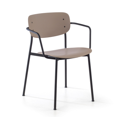 visitor chair beige with arms plastic fixed armrests 1