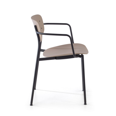 visitor chair beige with arms plastic fixed armrests 6