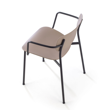 visitor chair beige with arms plastic fixed armrests 7