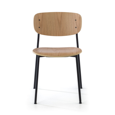 visitor chair natural 4 legs wood plastic no armrests 3