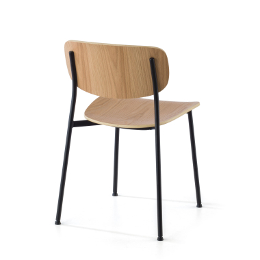 visitor chair natural 4 legs wood plastic no armrests 9