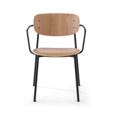 visitor chair natural with arms wood wood fixed armrests 3