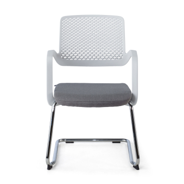 visitor chair white grey confidant chair fabric fixed armrests 5