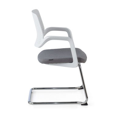 visitor chair white grey confidant chair fabric fixed armrests 3
