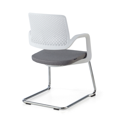 visitor chair white grey confidant chair fabric fixed armrests 7