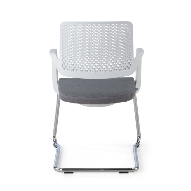 visitor chair white grey confidant chair fabric fixed armrests 8