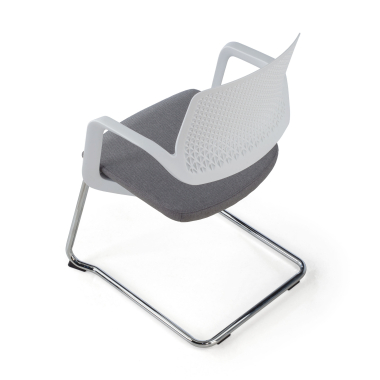 visitor chair white grey confidant chair fabric fixed armrests 9