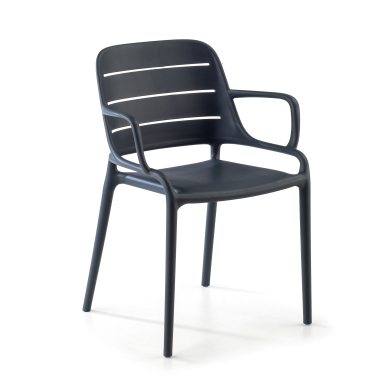 visitor chair gray with arms plastic fixed armrests 1