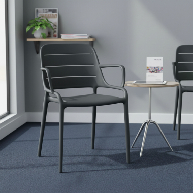 visitor chair gray with arms plastic fixed armrests 2