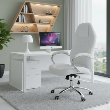 office chair white pioneer synthetic leather upholstered armrests 2