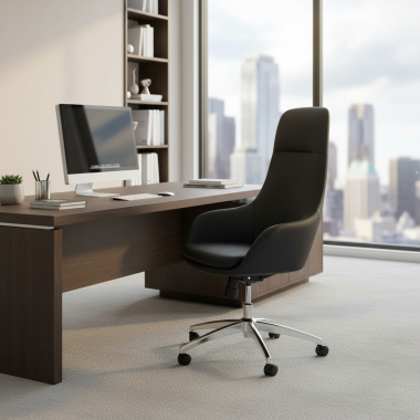 office chair black luxus synthetic leather upholstered armrests 2