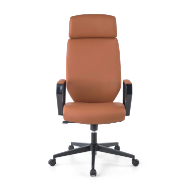 office chair brown saranto synthetic leather fixed armrests 3