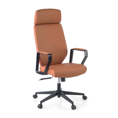 office chair brown saranto synthetic leather fixed armrests 1