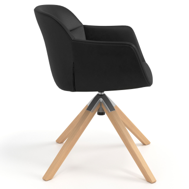 scandinavian chair black wooden swivel synthetic leather upholstered armrests 3