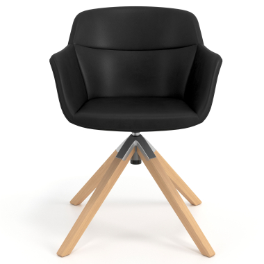 scandinavian chair black wooden swivel synthetic leather upholstered armrests 4
