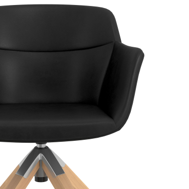 scandinavian chair black wooden swivel synthetic leather upholstered armrests 5