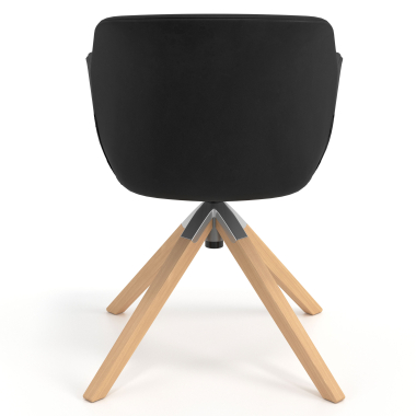 scandinavian chair black wooden swivel synthetic leather upholstered armrests 6
