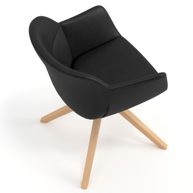 scandinavian chair black wooden swivel synthetic leather upholstered armrests 7