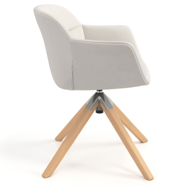 scandinavian chair white wooden swivel synthetic leather upholstered armrests 3