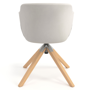 scandinavian chair white wooden swivel synthetic leather upholstered armrests 6