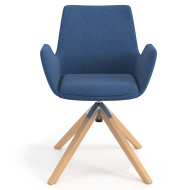 scandinavian chair blue wooden swivel fabric upholstered armrests 4