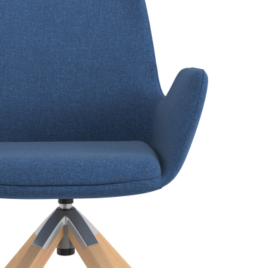 scandinavian chair blue wooden swivel fabric upholstered armrests 5