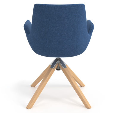 scandinavian chair blue wooden swivel fabric upholstered armrests 6