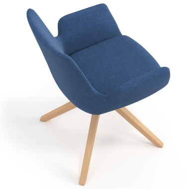 scandinavian chair blue wooden swivel fabric upholstered armrests 7