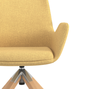 scandinavian chair yellow wooden swivel fabric upholstered armrests 5