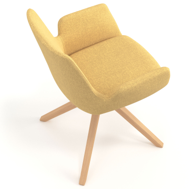 scandinavian chair yellow wooden swivel fabric upholstered armrests 7