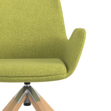 scandinavian chair green wooden swivel fabric upholstered armrests 5