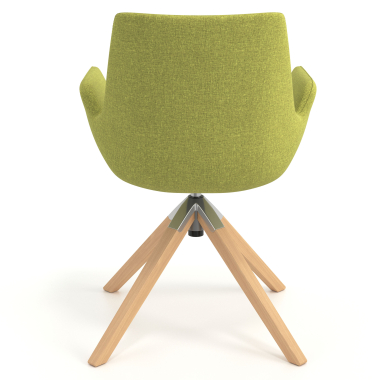 scandinavian chair green wooden swivel fabric upholstered armrests 6