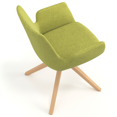 scandinavian chair green wooden swivel fabric upholstered armrests 7
