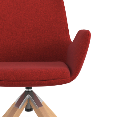 scandinavian chair red wooden swivel fabric upholstered armrests 5