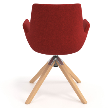 scandinavian chair red wooden swivel fabric upholstered armrests 6
