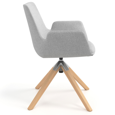 scandinavian chair gray wooden swivel fabric upholstered armrests 3
