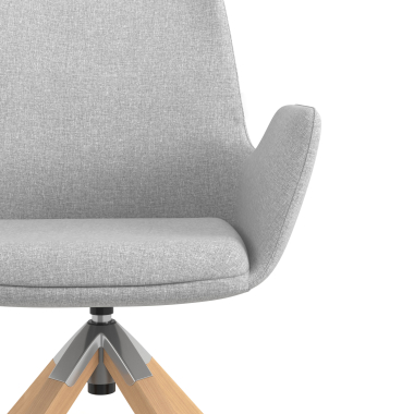 scandinavian chair gray wooden swivel fabric upholstered armrests 5