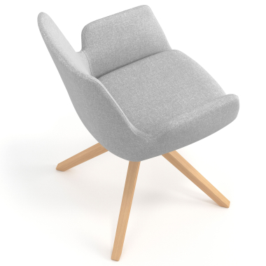 scandinavian chair gray wooden swivel fabric upholstered armrests 7