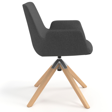 scandinavian chair anthracite wooden swivel fabric upholstered armrests 3