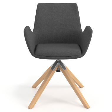 scandinavian chair anthracite wooden swivel fabric upholstered armrests 4
