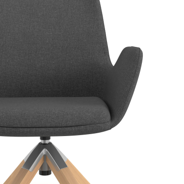 scandinavian chair anthracite wooden swivel fabric upholstered armrests 5