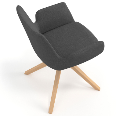 scandinavian chair anthracite wooden swivel fabric upholstered armrests 7